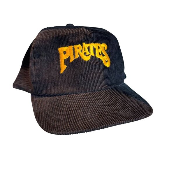 Vintage Pittsburgh Pirates Black Corduroy Snapback Hat Stitched - Picture 1 of 5